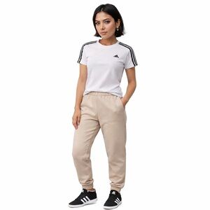 Adidas White Three Stripe Tee Neutral Athleisure Minimalist Sport Chic S